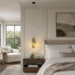 Green Layered Four-Panel Marble Pendant displayed in a bedroom interior