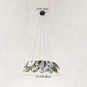 Dimension diagram for Green Marble Disc Ring Chandelier 31.5