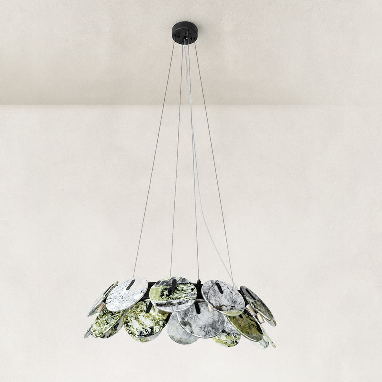 Product detail of Green Marble Disc Ring Chandelier 31.5" against a neutral background