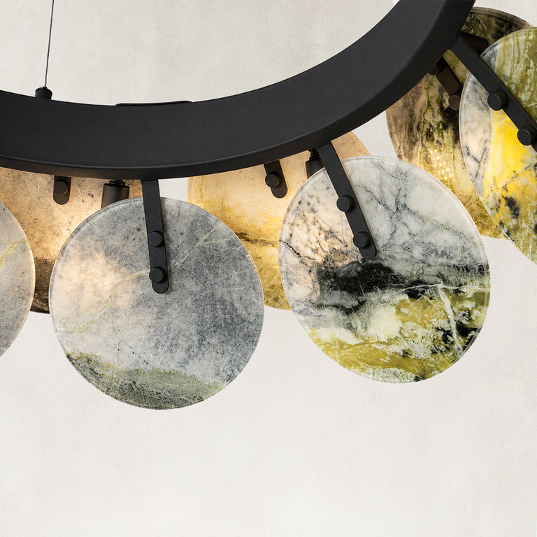 Product detail of Green Marble Disc Ring Chandelier 31.5" against a neutral background