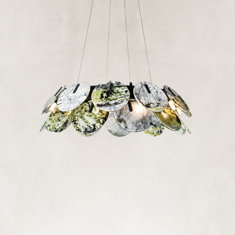 Product detail of Green Marble Disc Ring Chandelier 31.5" against a neutral background