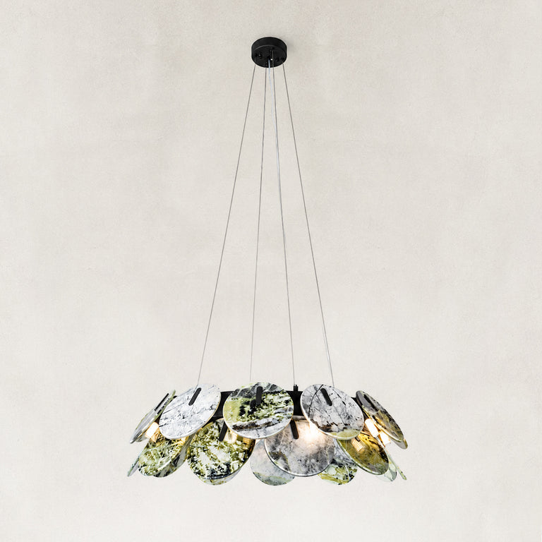 Green Marble Disc Ring Chandelier 31.5" shown against a neutral background