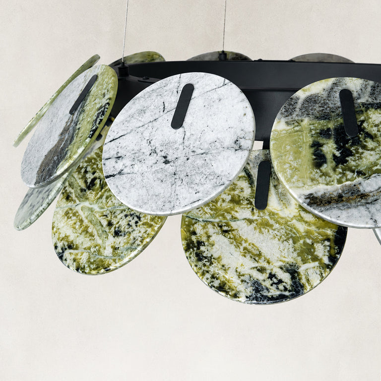 Product detail of Green Marble Disc Ring Chandelier 31.5" against a neutral background
