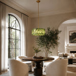 Green Marble Drum Pendant displayed in a furnished interior