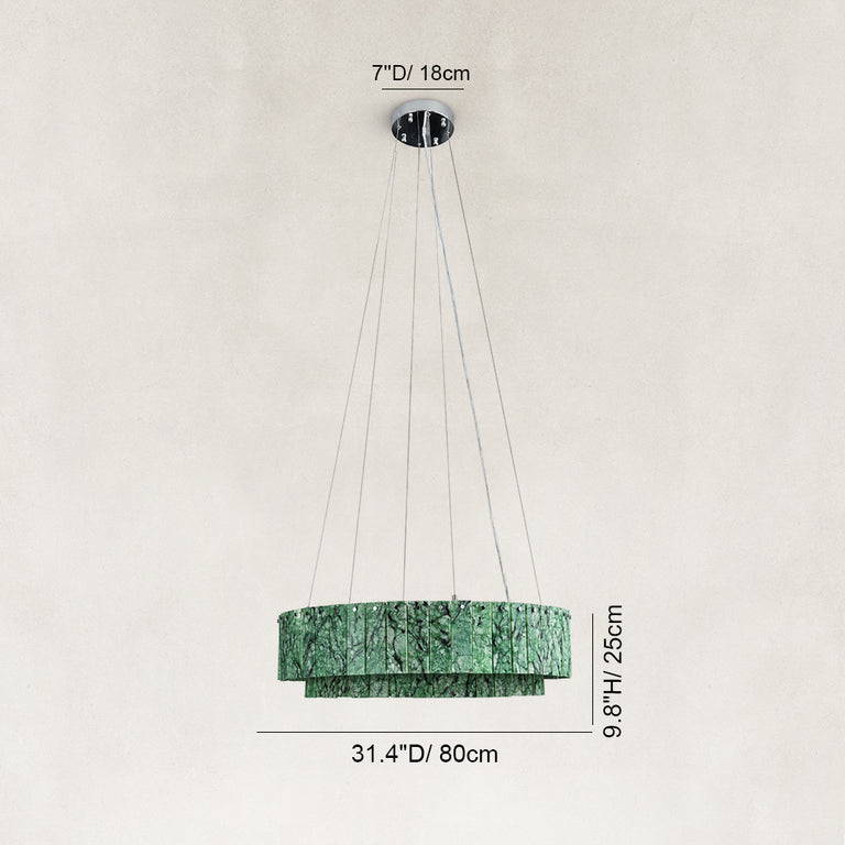 Dimension diagram for Green Marble Halo Ring Chandelier 31.5"