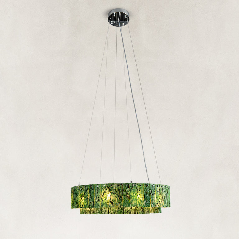 Green Marble Halo Ring Chandelier 31.5" shown against a neutral background
