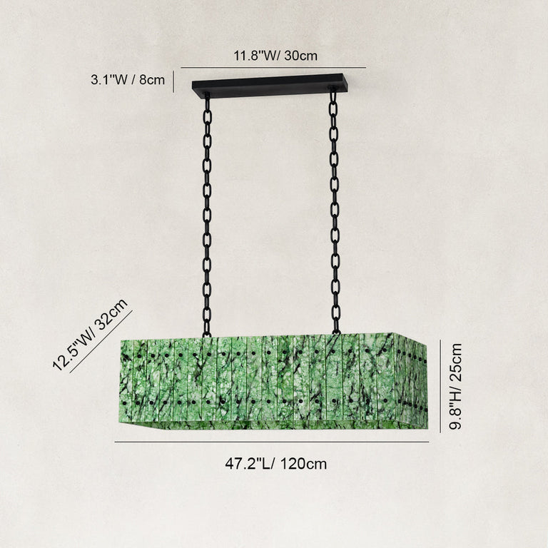 Dimension diagram for Green Marble Island Pendant