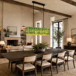 Green Marble Island Pendant installed above a dining table