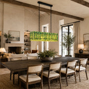 Green Marble Island Pendant installed above a dining table