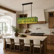 Green Marble Island Pendant installed above a kitchen island