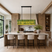 Green Marble Island Pendant installed above a kitchen island