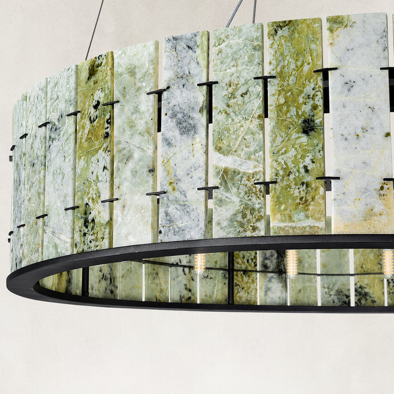 Product detail of Green Marble Ring Chandelier 31.5" against a neutral background