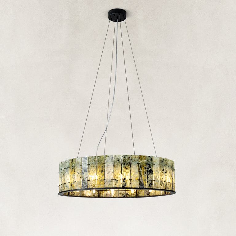 Green Marble Ring Chandelier 31.5" shown against a neutral background