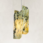 Product detail of Green Pinwheel Four-Panel Marble Pendant against a neutral background