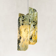 Product detail of Green Pinwheel Four-Panel Marble Pendant against a neutral background