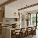 Green Pinwheel Four-Panel Marble Pendant installed above a kitchen island