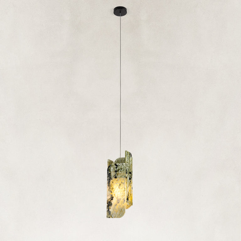Green Pinwheel Four-Panel Marble Pendant shown against a neutral background