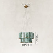 Dimension diagram for Green Tiered Marble Drum Chandelier 31.5