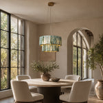 Green Tiered Marble Drum Chandelier 31.5