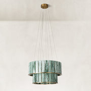 Product detail of Green Tiered Marble Drum Chandelier 31.5