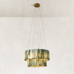 Green Tiered Marble Drum Chandelier 31.5