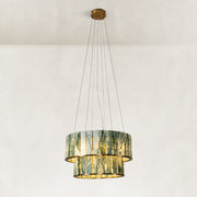 Green Tiered Marble Drum Chandelier 31.5