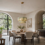 Green Tiered Marble Drum Chandelier 31.5