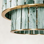 Product detail of Green Tiered Marble Drum Chandelier 31.5