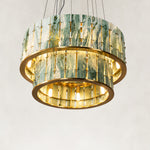 Product detail of Green Tiered Marble Drum Chandelier 31.5