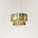 Product detail of Green Tiered Marble Drum Chandelier 31.5