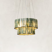 Product detail of Green Tiered Marble Drum Chandelier 31.5