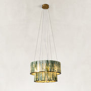 Green Tiered Marble Drum Chandelier 31.5