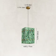 Dimension diagram for Green Twelve-Panel Marble Lantern Pendant