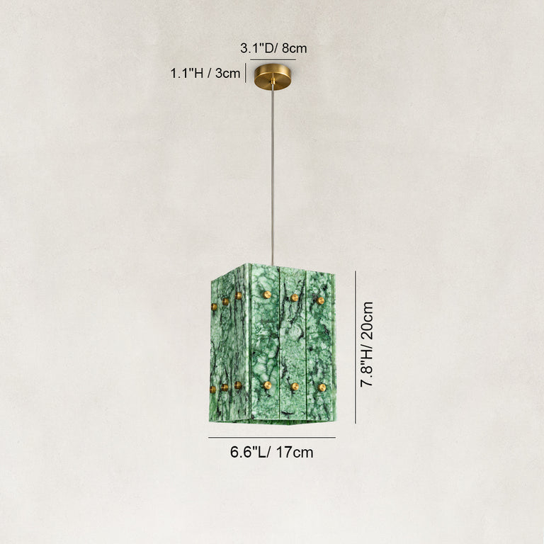Dimension diagram for Green Twelve-Panel Marble Lantern Pendant