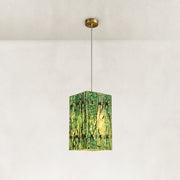 Green Twelve-Panel Marble Lantern Pendant shown in full against a neutral background