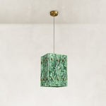 Product detail of Green Twelve-Panel Marble Lantern Pendant against a neutral background