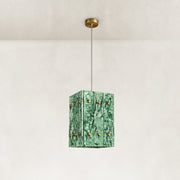 Product detail of Green Twelve-Panel Marble Lantern Pendant against a neutral background