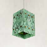 Product detail of Green Twelve-Panel Marble Lantern Pendant against a neutral background