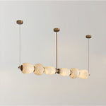 Handcrafted Alabaster Pebble Linear Chandelier – Gold & White LED by Dalmivik, product or room detail view