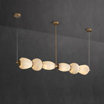 Handcrafted Alabaster Pebble Linear Chandelier – Gold & White LED by Dalmivik, product or room detail view