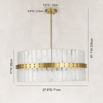 Handcrafted Bubble Glass Rod Chandelier in 28 in / 71 cm - dimension diagram