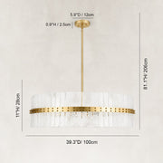 Handcrafted Bubble Glass Rod Chandelier in 40 in / 102 cm - dimension diagram