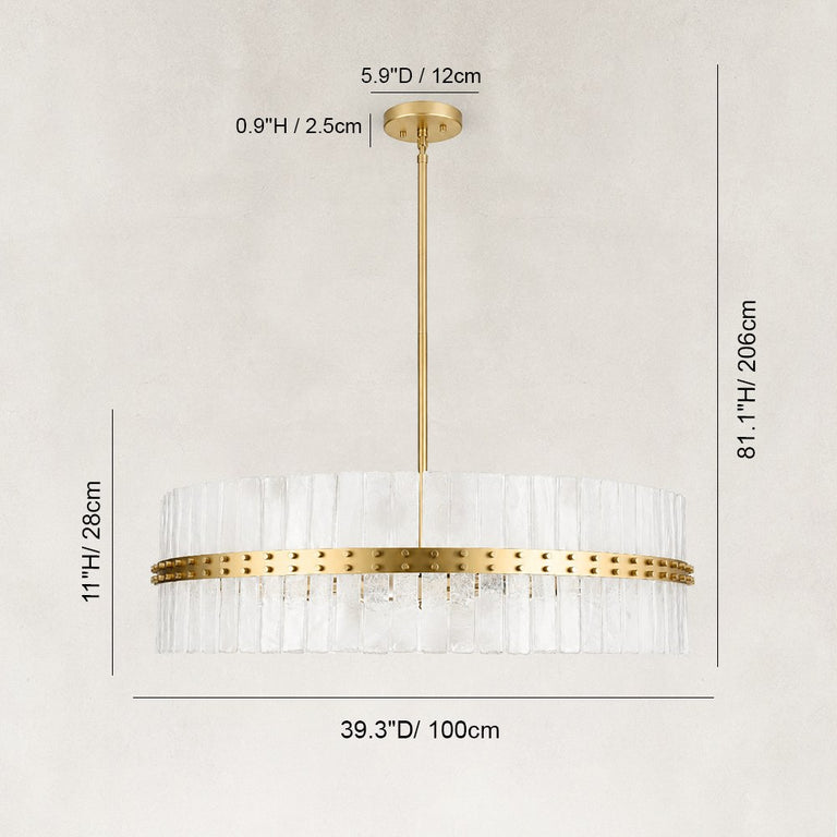 Handcrafted Bubble Glass Rod Chandelier in 40 in / 102 cm - dimension diagram