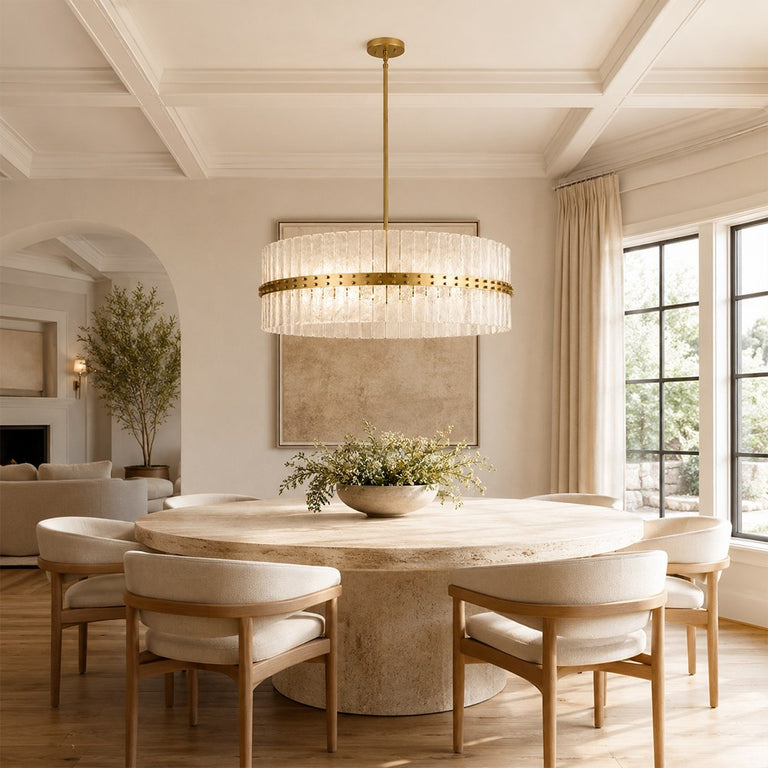 Handcrafted Bubble Glass Rod Chandelier in 40 in / 102 cm - interior setting