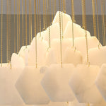 Hexa Alabaster Cascade Chandelier – Gold & White LED Luxury Light by Dalmivik, product or room detail view