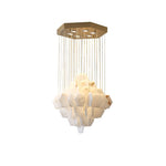 Hexa Alabaster Cascade Chandelier – Gold & White LED Luxury Light by Dalmivik, product or room detail view