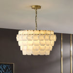Hexa Cloud Gold & White Alabaster Pendant Light– 23.6" Diameter by Dalmivik, complete fixture view