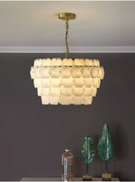 Hexa Cloud Gold & White Alabaster Pendant Light– 23.6" Diameter by Dalmivik, product or room detail view