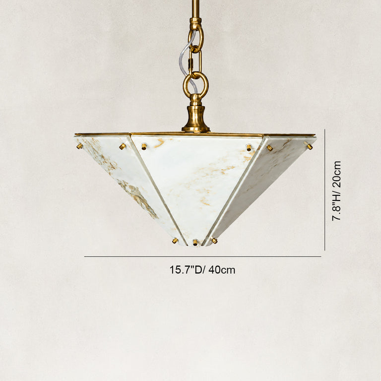 Dimension diagram for Inverted Pyramid Marble-Panel Pendant