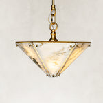 Inverted Pyramid Marble-Panel Pendant shown in full against a neutral background